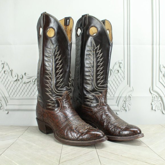 Tony Lama Brown Leather Buckaroo Caribou Cowboy Boots Shoe Size 8 D - Picture 3 of 9